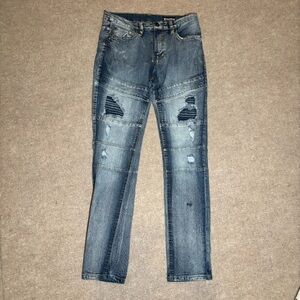 Southpole Skinny Jeans Mens 32x32 Blue Distressed Stretch Denim